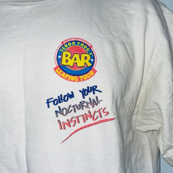 Vintage 90s I Survived Senor Frogs Bar Tour Mens L T-Shirt White - Picture 4 of 11